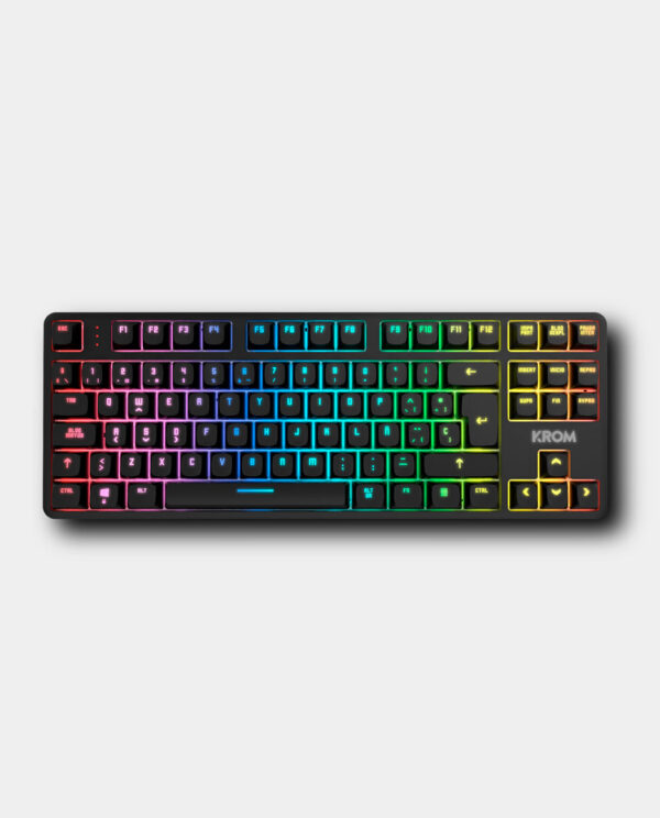 NXKROMKERNELPROSP teclado Juego USB + RF Wireless + Bluetooth QWERTY Español Negro, Blanco