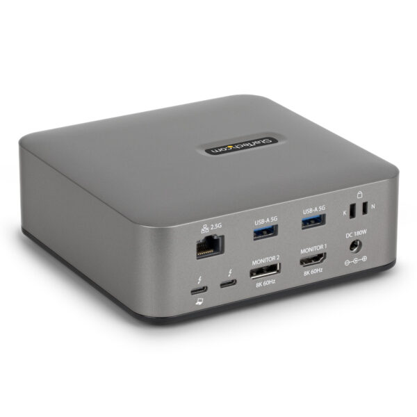 Docking Station Universal Thunderbolt 5 - 4K 144Hz/8K 60Hz - 120Gbps de Pico de Ancho de Banda - Carga PD 140W para Portátiles - 30W de Carga para Móviles - USB 10Gb - LAN Ethernet 2,5G