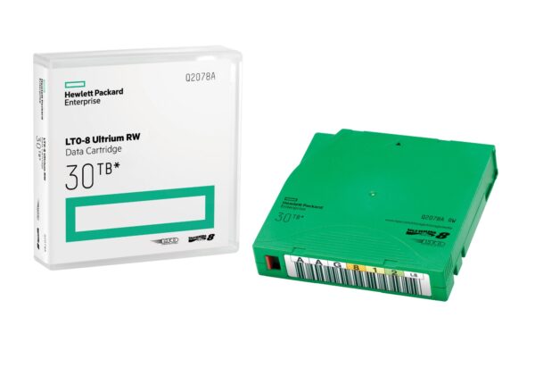 LTO-8 Ultrium 30TB RW Non Custom Labeled Library Pack 20 Data Cartridges with Cases