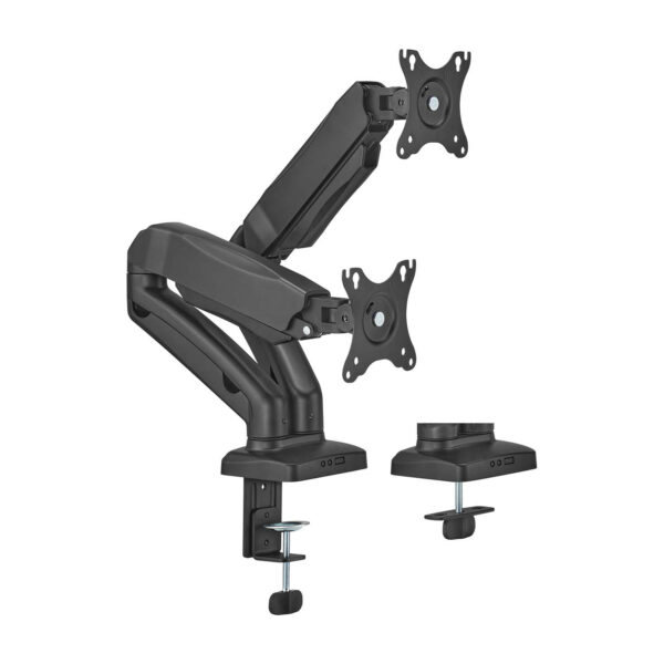Soporte De Mesa Pro Contrapeso Giratorio E Inclinable Para Monitor/TV 9kg (3 Pivotes, 2 Brazos) De 17-32, Negro