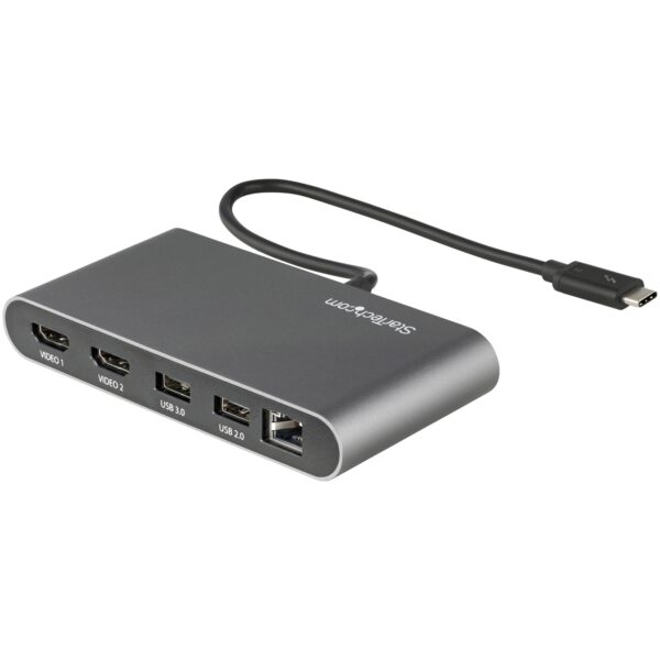 Mini Dock Thunderbolt - Docking Station Portátil HDMI 4K de 60Hz - Hub Ladrón USB-A 5Gbps - GbE - Cable de 28cm - Adaptador Multipuertos TB - Mini Replicador de Puertos