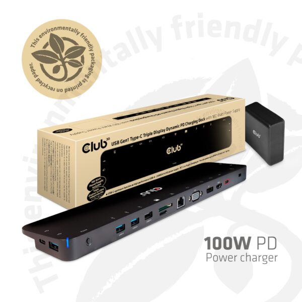 CSV-1564W100 base para portátil y replicador de puertos Acoplamiento USB 3.2 Gen 1 (3.1 Gen 1) Type-C Negro