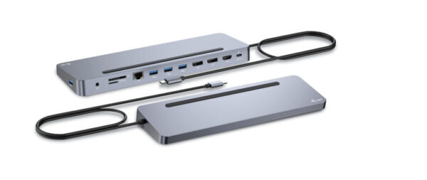 USB-C Metal Ergonomic 3x 4K Display Docking Station + Power Delivery 100 W