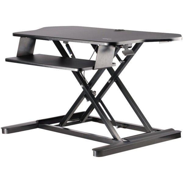 Convertidor Escritorio de Pie y Sentado de Esquina - con Bandeja para Teclado - con Superficie de 89cm x 53cm - Escritorio Ergonómico de Altura Ajustable - para Dos Monitores