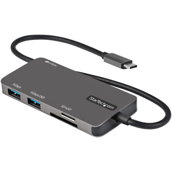 Adaptador Multipuertos USB C - USB C a HDMI de 4K - 100W de Entrega de Alimentación PD - SD - MicroSD - Hub Ladrón USB 3.0 de 3 Puertos - Dock USB Tipo C - con Cable Incorporado de 30cm