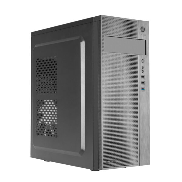 2FERROX, Caja PC Semitorre ATX, Ventilador Lateral 12cm, Rejilla Frontal, Acero, Negro