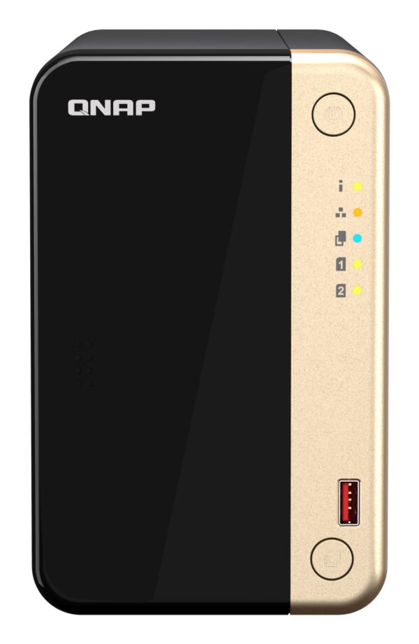 TS-264 NAS Torre Intel® Celeron® N5095 8 GB 0 TB QNAP QTS Negro, Oro