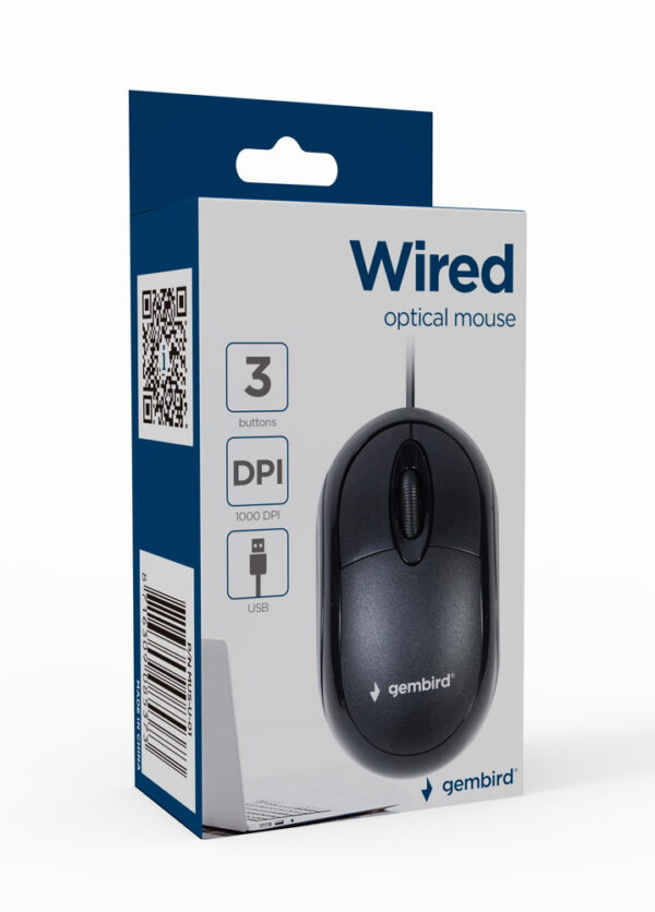 MUS-U-01 ratón Ambidextro USB tipo A Óptico 1000 DPI