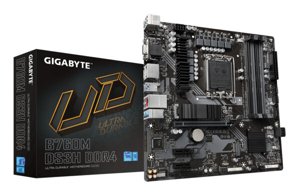 B760M DS3H DDR4 Placa base - Soporta CPUs Intel Core de 14ª generación, VRM digital de 6+2+1 fases, hasta 5333MHz DDR4 (OC), 2xPCIe 4.0 M.2, LAN 2.5GbE, USB 3.2 Gen2
