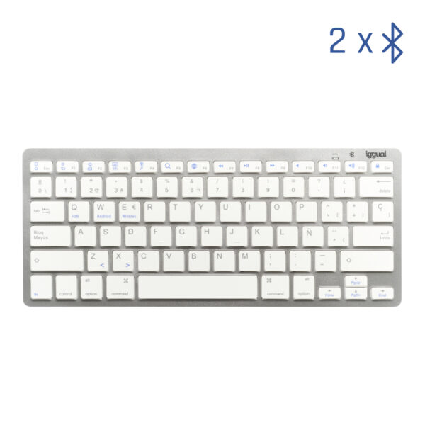 Teclado Bluetooth Slim TKL-BT plata 2 canal