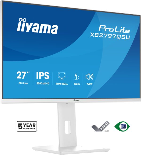 ProLite XB2797QSU-W1 pantalla para PC 68,6 cm (27") 2560 x 1440 Pixeles Quad HD LED Blanco