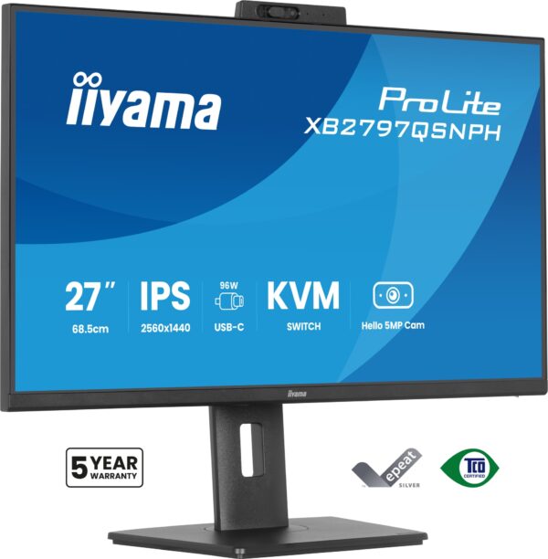 ProLite XB2797QSNPH-B1 27IN IPS LCD 4MS 2560X1440 350CD/M2 HDMI/DP/USB 2 pantalla para PC 68,6 cm (27") 2560 x 1440 Pixeles Quad HD Negro
