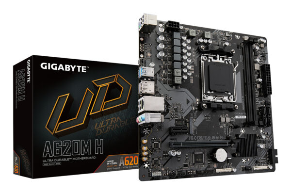 A620M H Placa base - Soporta CPUs AMD Ryzen 8000, VRM digital de 5+2+2 fases, hasta 7200MHz DDR5 (OC), 1xPCIe 4.0 M.2, LAN GbE, USB 3.2 Gen 1