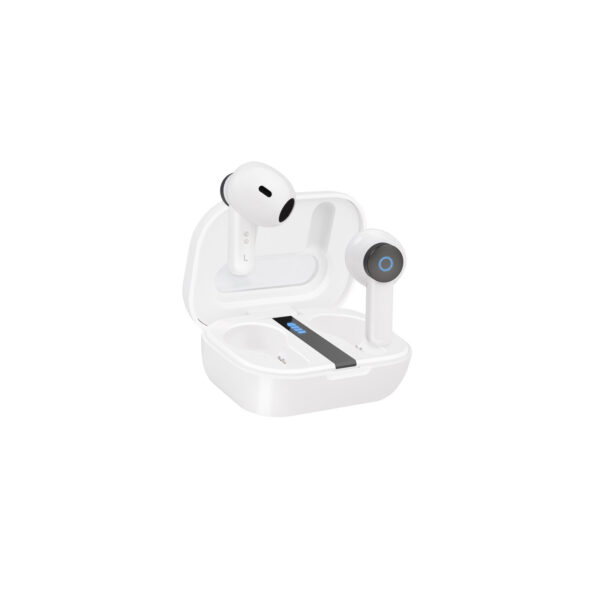 Bender Auriculares Inalámbricos + Micrófono Bluetooth con Estuche de Carga, Blancos