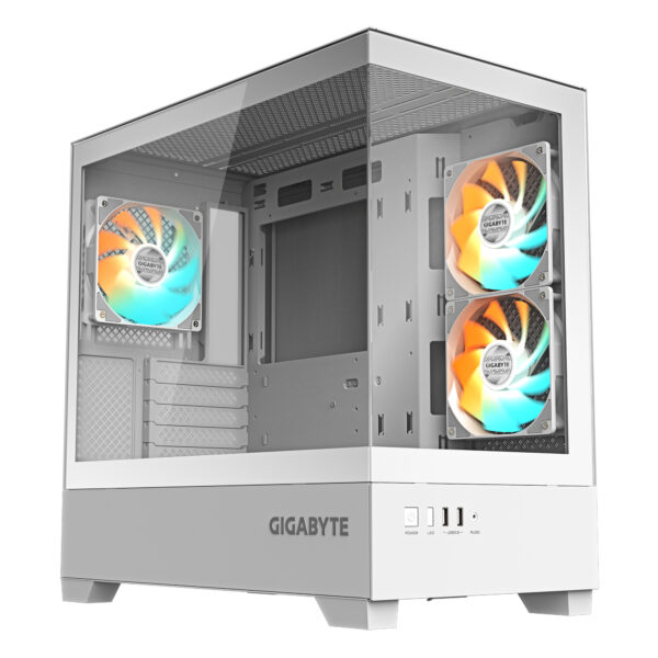 C201 PANORAMIC ICE Caja para PC  Torre media, m-ATX, compatible con radiador de 360 mm, 3 ventiladores preinstalados, USB 3.0, compatible con RGB Fusion