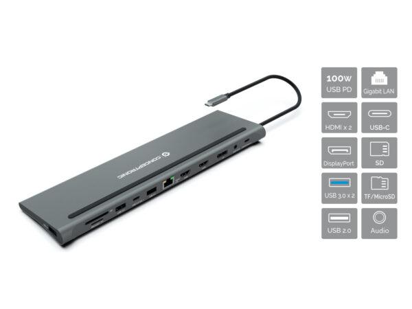 DONN17G base para portátil y replicador de puertos Alámbrico USB 3.2 Gen 1 (3.1 Gen 1) Type-C Gris