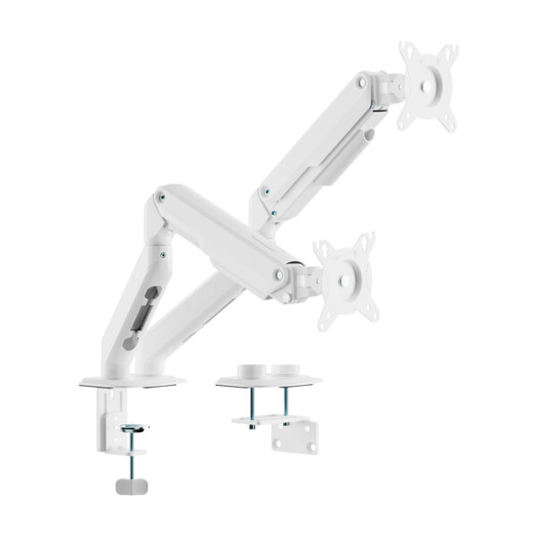 Soporte de Mesa Eco Contrapeso Giratorio e Inclinable para Monitor/TV 9kg (3 PIVOTES, 2 BRAZOS) de 17-32, Blanco