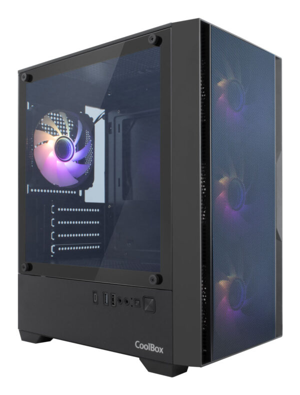 Gaming caja MATX GM220 fusion negra mesh USB-C 3.2 gen1 sin fte+ 4 vent. ARGB